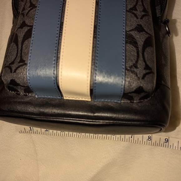 Coach West Pack In Signature Coated Canvas With Varsity Stripe Charcoal EUC - Picture 15 of 15